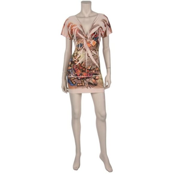 Tattoo Print Mini Dress/Tunic Top - Picture 1 of 7